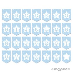 Banderola L azul con estrella para guirnalda 14,6x21,7cm