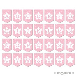 Banderola P rosa con estrella para guirnalda 14,6x21,7cm