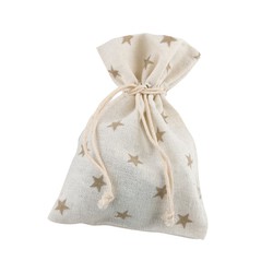 Bolsa algodón estrellas beige 10x14cm. min.12