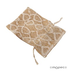 Bolsa burlap con blonda marfil 12,5x17,5cm., min.24