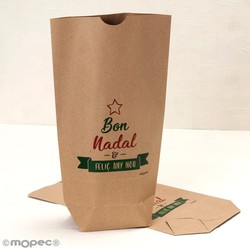 Bolsa Kraft Bon Nadal i Feliç Any Nou 18x32x7cm., min.25