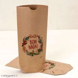 Bolsa Kraft corona Bon Nadal 12x22,5cm. min.25