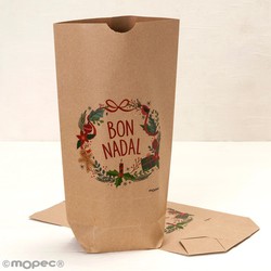 Bolsa Kraft corona Bon Nadal 18x32x7cm., min.25