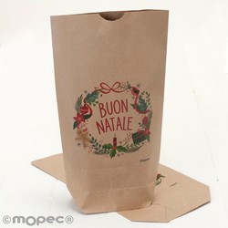 Bolsa Kraft corona Buon Natale 18x32x7cm., min.25