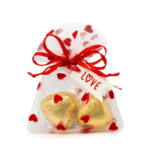 Bolsa organza corazones tarjeta Love 2 cora-choc