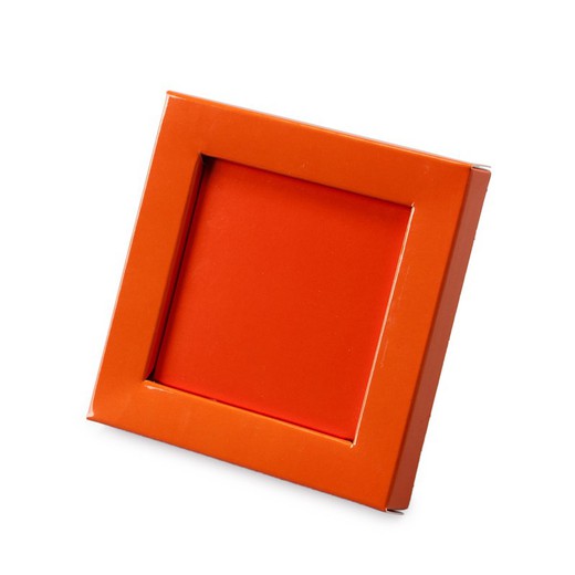 Caja marco charol naranja 10x10x1,5cm min25