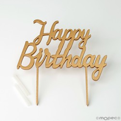 Cake topper de madera Happy Birthday 13x21cm