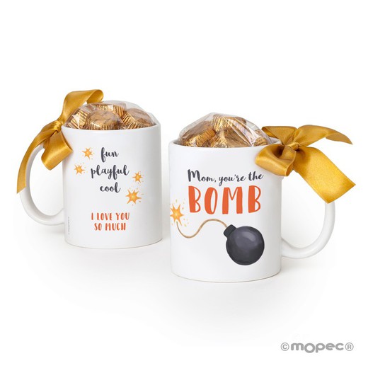 Ceramic mug Mom....Bomb 6 chocolates in gift box