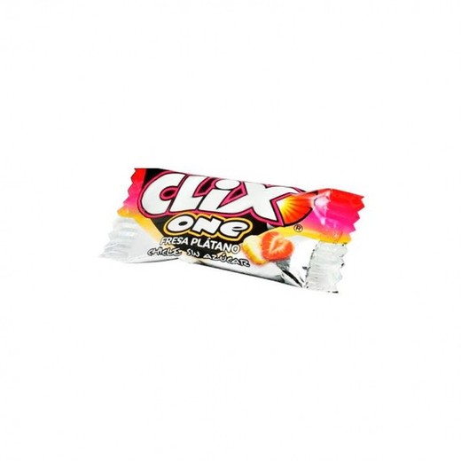 Chicle Clix Fresa y Platano (200 unidades). Chicle sin azúcar sabor a Fresa y plátano