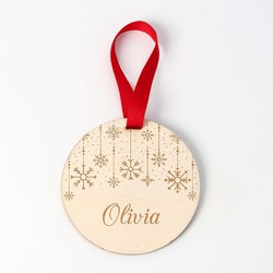 Colgantes personalizados de madera copos de nieve 9cm.