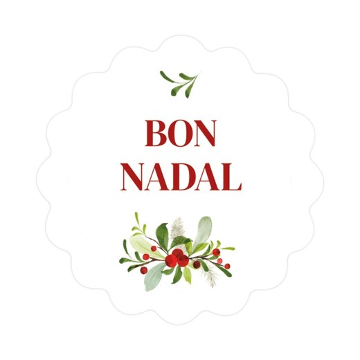 Etiqueta adhesiva 4,6cm. Bon Nadal acebo 1hj=24u, min.5