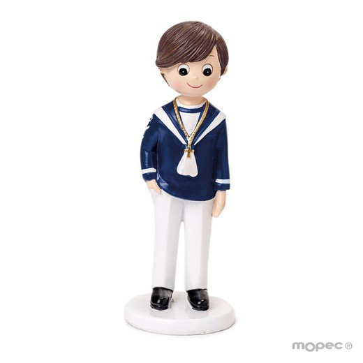 Figura Comunión marinero camisa azul mano bolsillo, 17cm