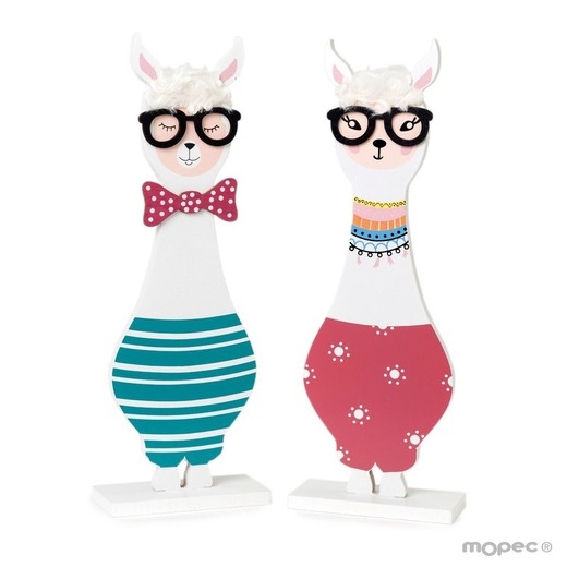 Figura Llama de madera con gafas 2surtido 31cm,mínimo 2