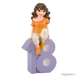 Figura para pastel 18 aniv. chica camiseta 20cm