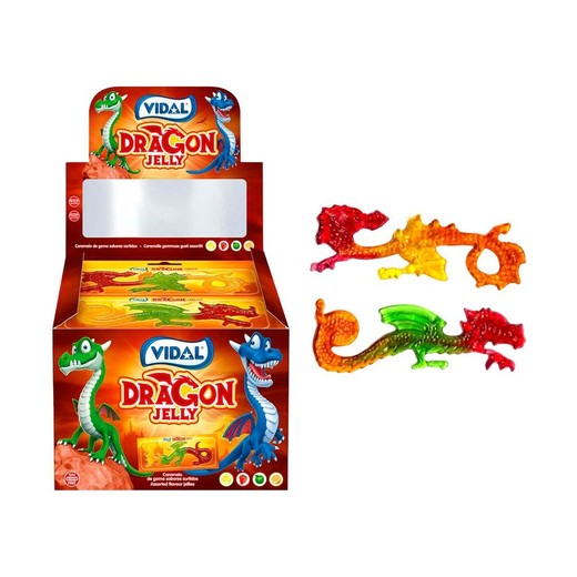 Gelatina dragón (22 unidades) de Vidal. Gelatina envuelta individualmente Dragon