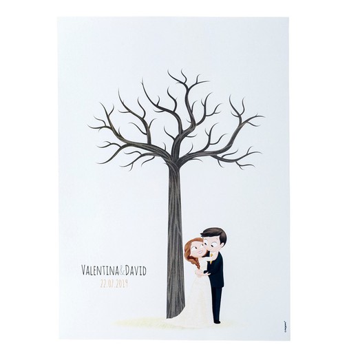 Lámina para enmarcar árbol de huellas boda Pop&Fun 29,5x42cm