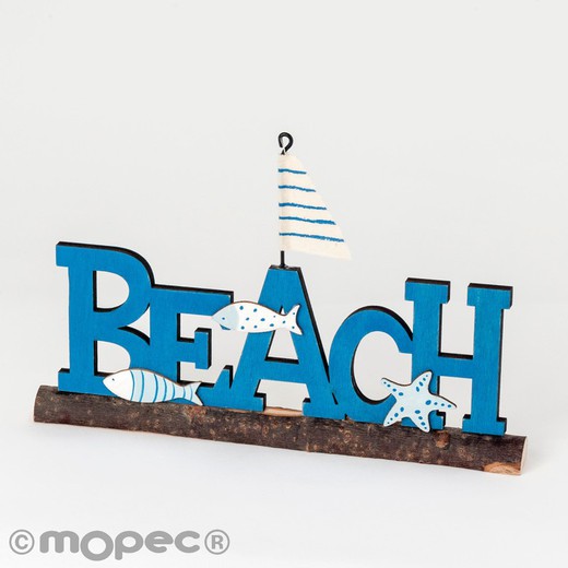 Letrero madera Beach 20x12cm,