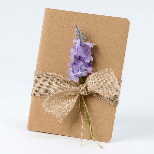 Libreta pequeña flor lavanda 10,3 x 14,4 cm.