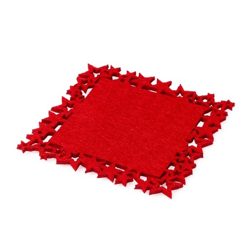 Posavasos fieltro rojo estrellas 10x10cm., min.6