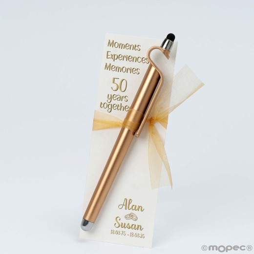 Punto libro 50 years together bolígrafo dorado soporte móvil