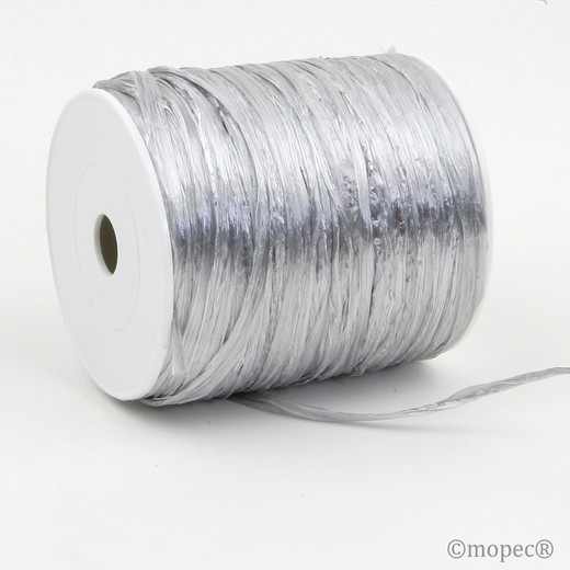 Rafia rayon brillante para atar gris 0,4mmx100m