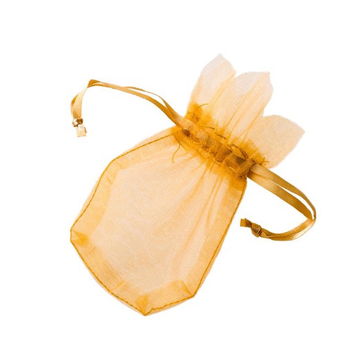Saquito cristal dorado flor 7,7x12,5cm
