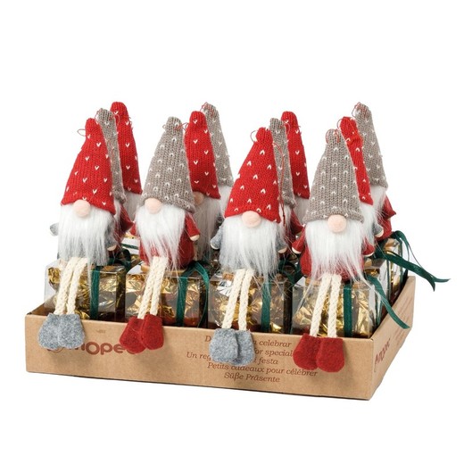 Set 12 estuche Gnomo rojo y gris base madera 8 croki-chocs