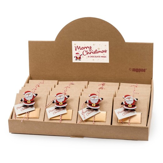 Set 24 cajas kraft 2 napolitanas pinza Papa Noel fieltro