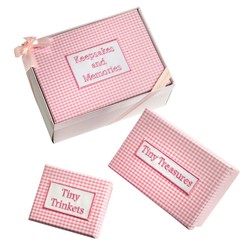 Set 3 cajas vichy rosa, caja regalo y lazo