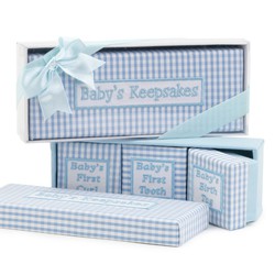 Set 4 cajas vichy azul,caja regalo y lazo