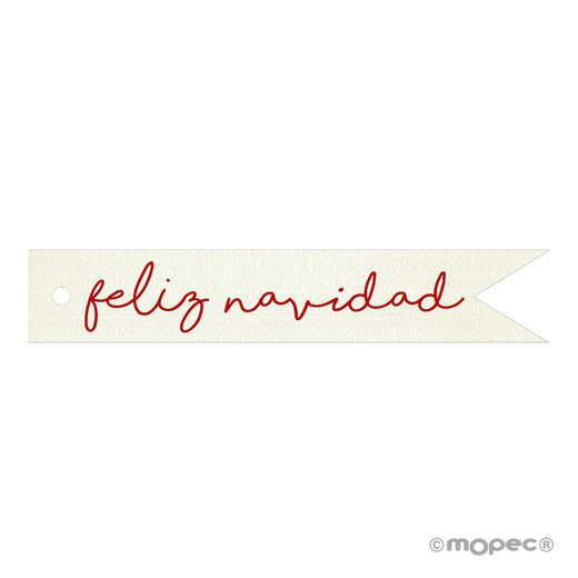 Tarjeta banderola Feliz Navidad rojo 11x2cm.(preciox20u) min.20