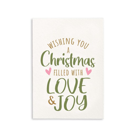 Tarjeta Christmas..Love and Joy. 5,2x7,4cm.1hj=16u, min.5hj