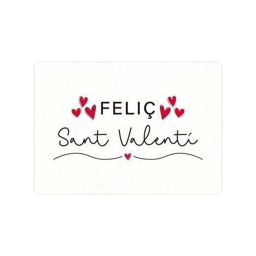 Tarjeta Feliç Sant Valentí y 5x3,5cm.1hj=36u.min5