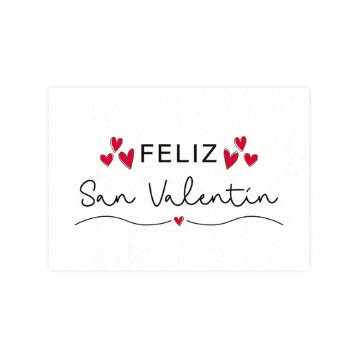 Tarjeta Feliz San Valentín y 5x3,5cm.1hj=36u.min5