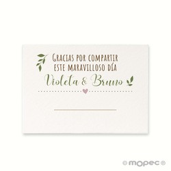 Tarjeta marca sitio Gracias.. 5,2x7,4cm.1hj=16u, min.5hj