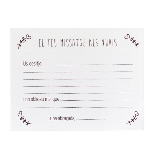 Tarjeta mensajes flores sin personal. CAT. 11x8,5cm.min.25