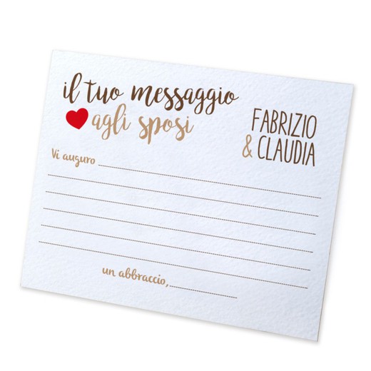 Tarjeta messaggio agli sposi IT corazón rojo. min.25