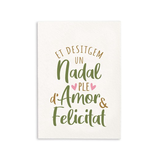 Tarjeta Nadal..Amor y Felicitat 5,2x7,4cm.1hj=16u, min.5hj