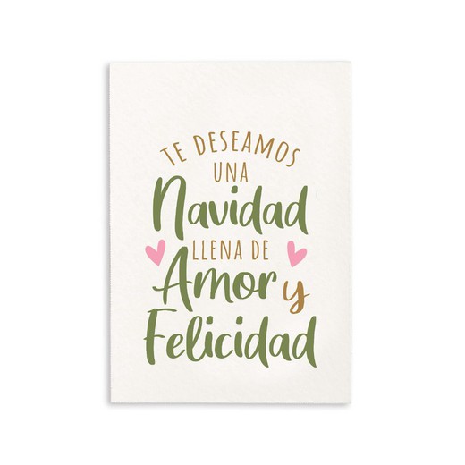 Tarjeta Navidad..Amor y Felicidad 5,2x7,4cm.1hj=16u, min.5hj