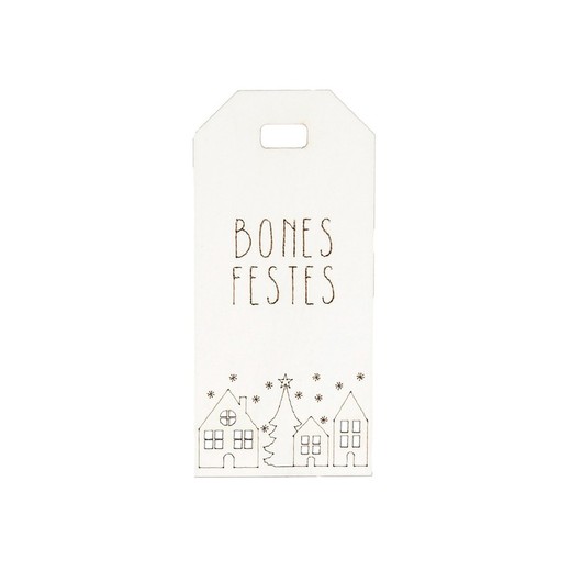 Tarjeta ventanas perforadas blanca Bones Festes 3,2x7cm. min 24.