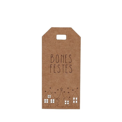 Tarjeta ventanas perforadas kraft Bones Festes 3,2x7cm. min 24.