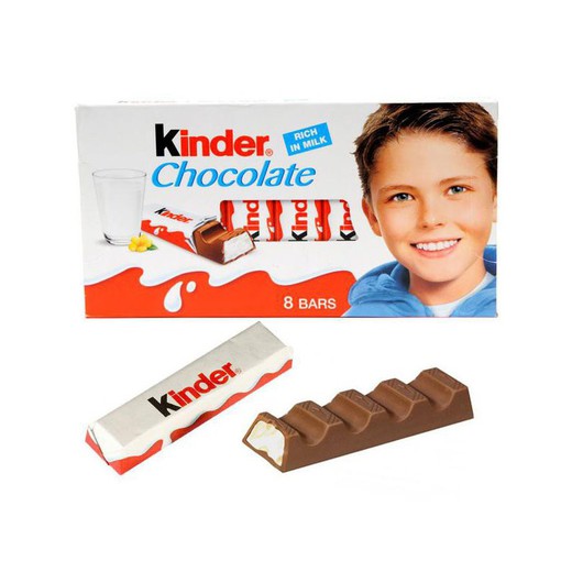 Barrita Kinder Chocolatina recubiertas de chocolate con leche T8 (envase con 8 unidades)