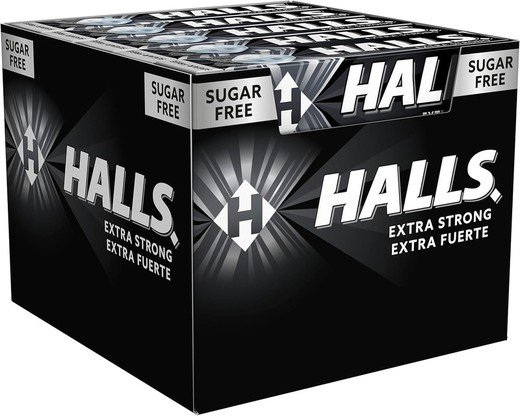 Halls Menta ExtraFuerte Sin Azúcar- Caramelo duro - Caja con 20 unidades de 32g