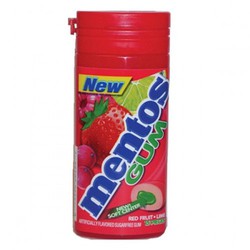 Tube Mentos Gum Fruits Rot Voll Fr.