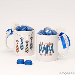 Taza cerámica 6 bombones EL MEJOR PAPÁ en caja regalo