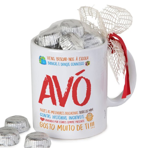Taza cerámica Abuela molas..en caja regalo 6 bombones en portugués