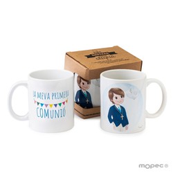 Taza cerámica CAT niño Comunión en caja regalo