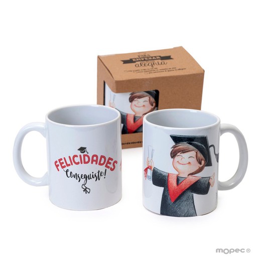 Taza cerámica Felicidades Conseguiste chico en caja regalo