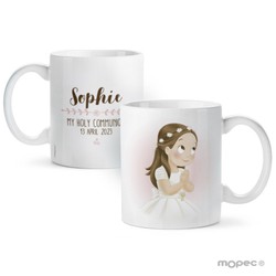 Taza cerámica First Communion niña vestido largo y corona