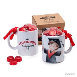 Taza cerámica graduación CHICO 6bombones en caja regalo